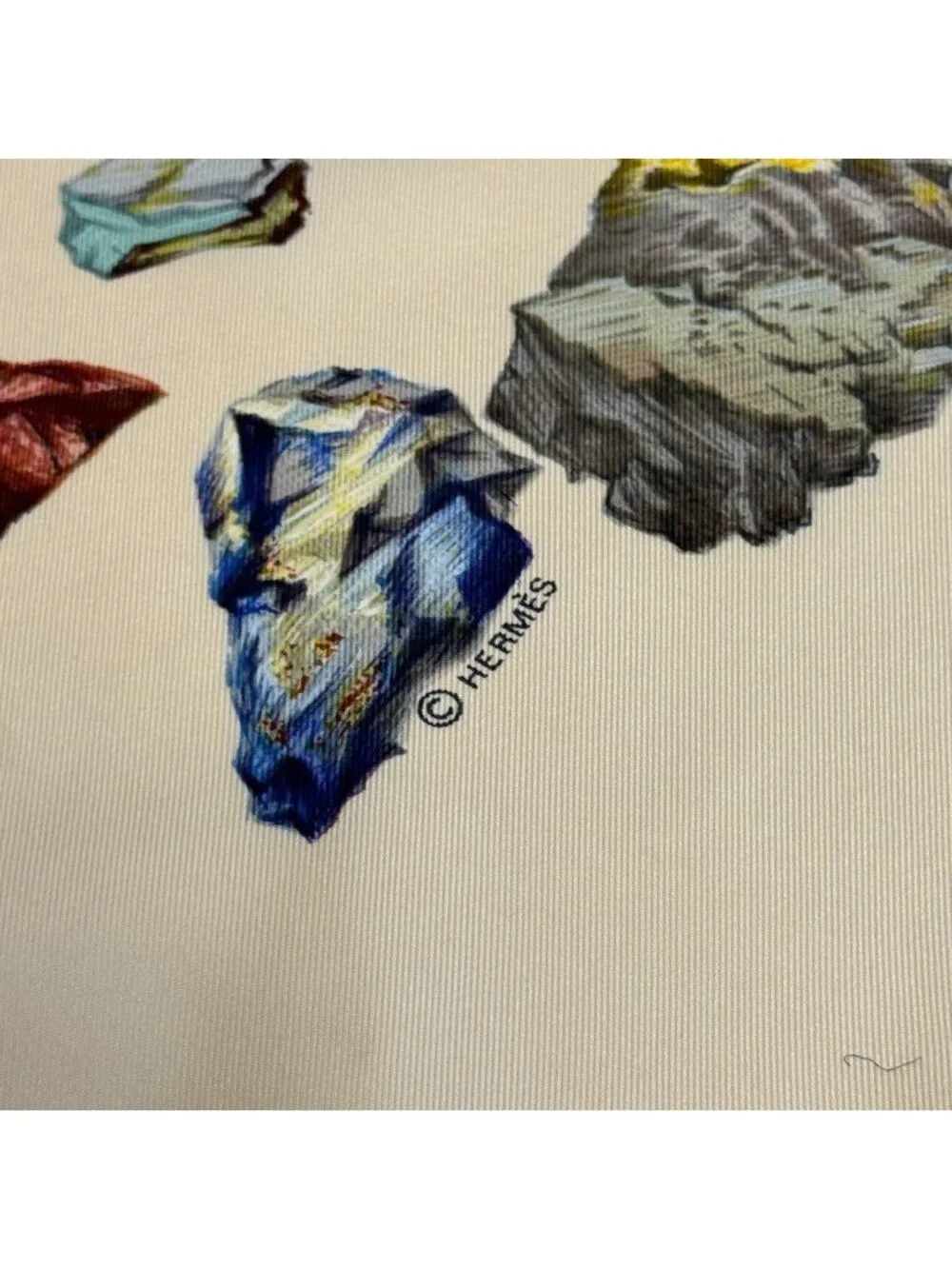 Hermes Mineraux Carre 90 Silk Scarf White